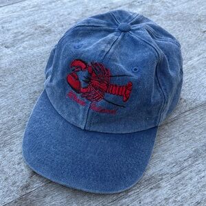 Blue Denim Cap with Red Lobster Embroidery